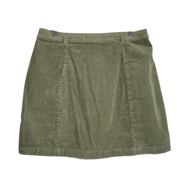 Forever 21+ Corduroy Skirt Sage Green Gold Buttons Women Plus 0X Stretch Pockets - Picture 2 of 3